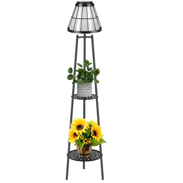 Solgicar 45.4'' Metal Outdoor Solar Floor Lamp with Plant Stand