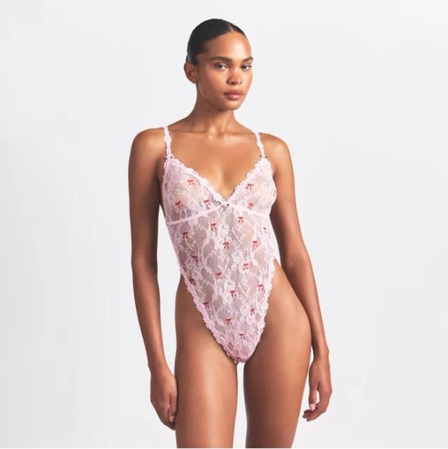 STRETCH LACE TEDDY | CHERRY BLOSSOM BOW PRINT