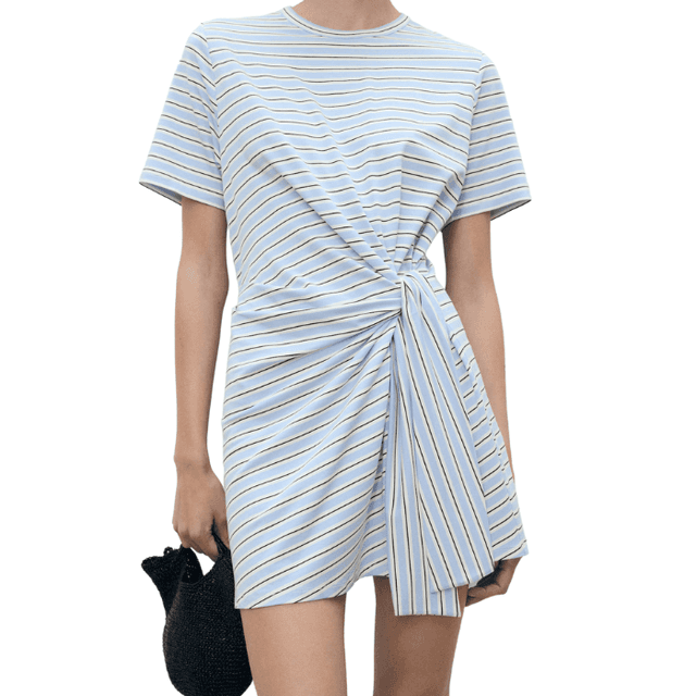 Mango Short Striped Dress With Knot