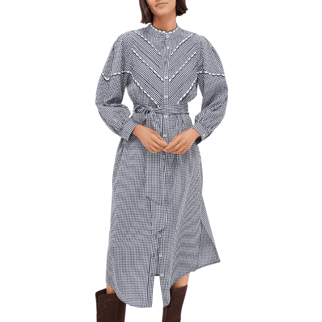 Pomander Place Navy Gingham Jolene Dress