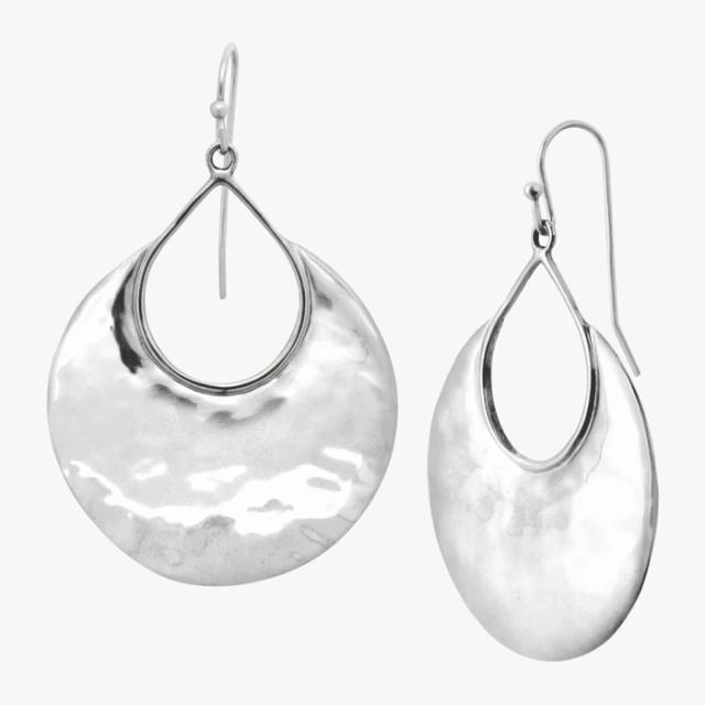 Crescent Drop Earrings, Silver