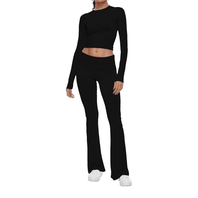 AnotherChill 2-Piece Fold-Over Flare Pants And Top Set