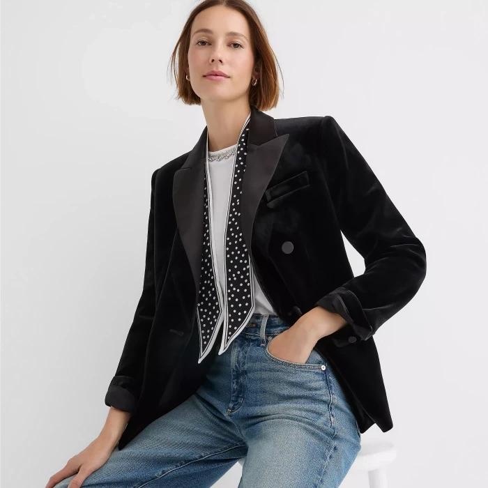 Loft Satin Trim Velvet Tuxedo Blazer