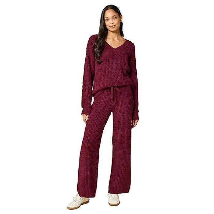 Softies Waffle Marshmallow V-Neck Lounge Set