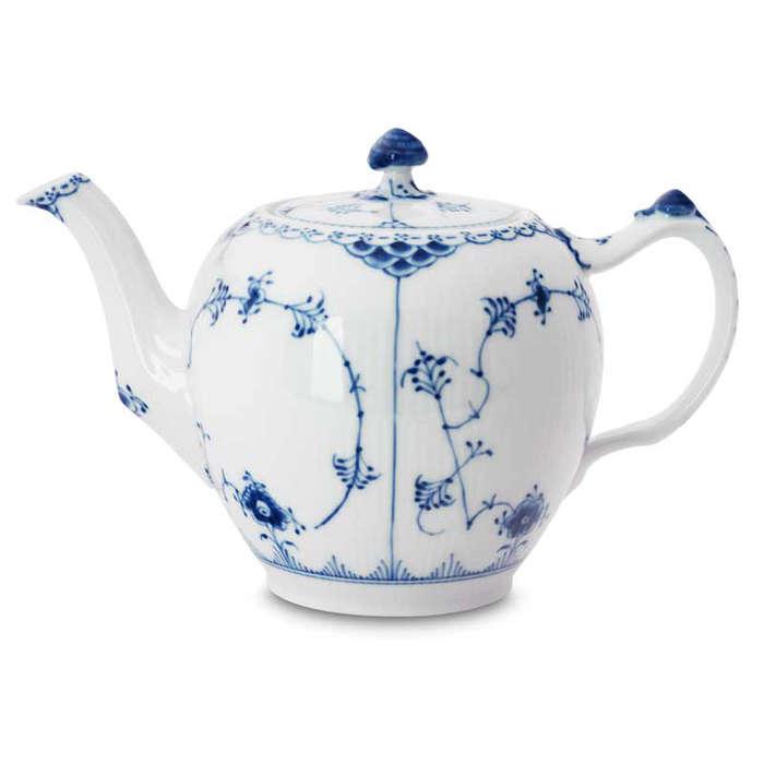 Royal Design Blue Fluted Half Lace Teapot