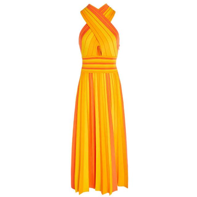 Carolina Herrera Stretch-Knit Halterneck Midi Dress