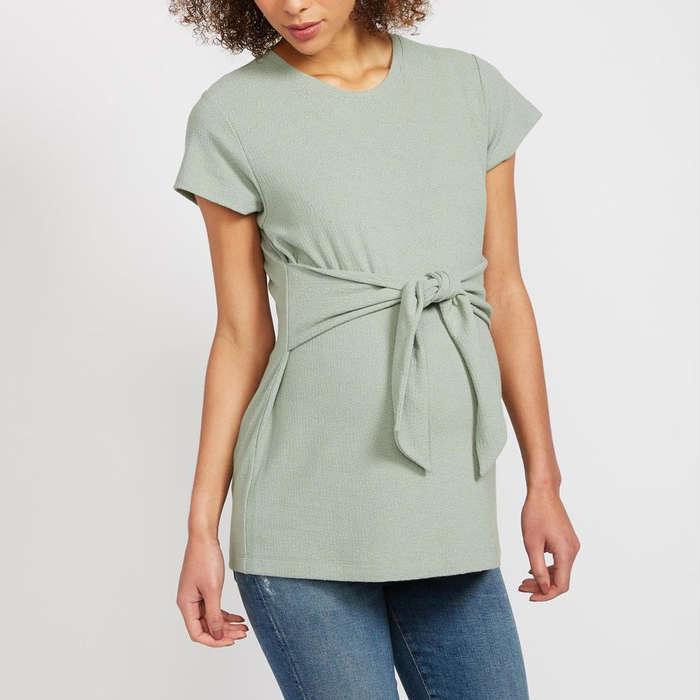 A Pea in the Pod Tie Front Textured Maternity Top