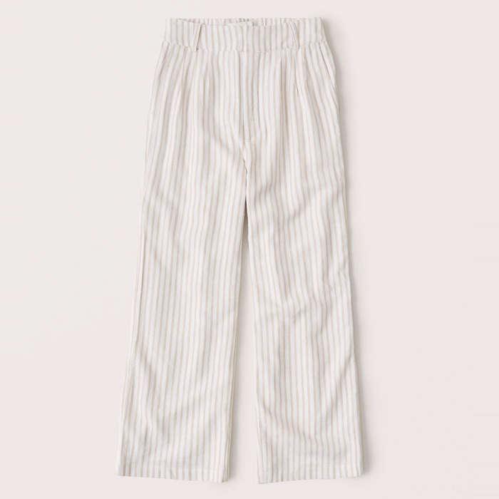 Abercrombie & Fitch Linen-Blend Pleated Wide Leg Pants