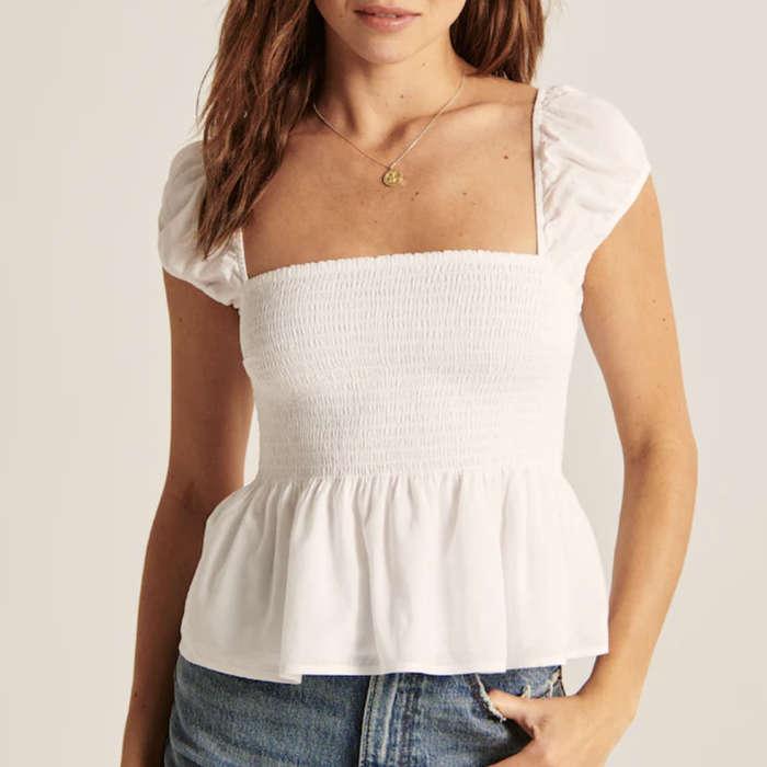 Abercrombie & Fitch Puff Sleeve Babydoll Top