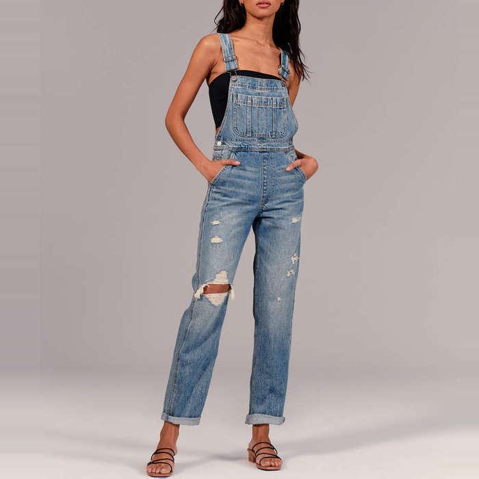 Abercrombie & Fitch Ripped Ultra High Rise Straight Overalls