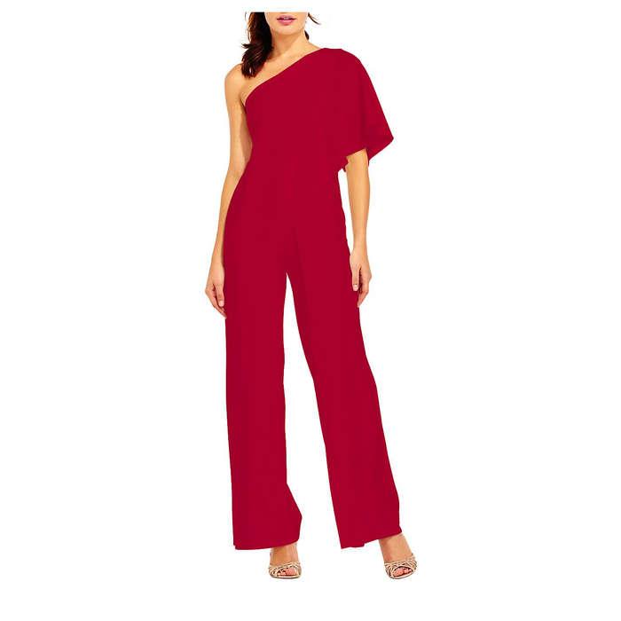 Adrianna Papell Solid One-Shoulder Jumpsuit