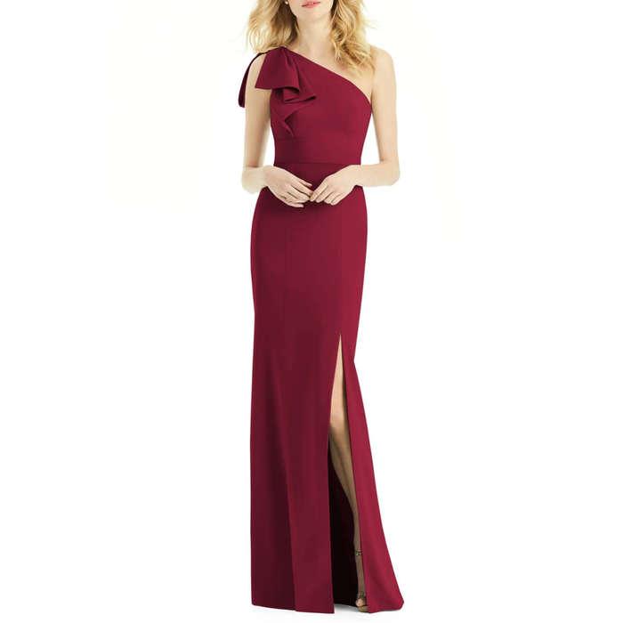 After Six Bow One-Shoulder Gown