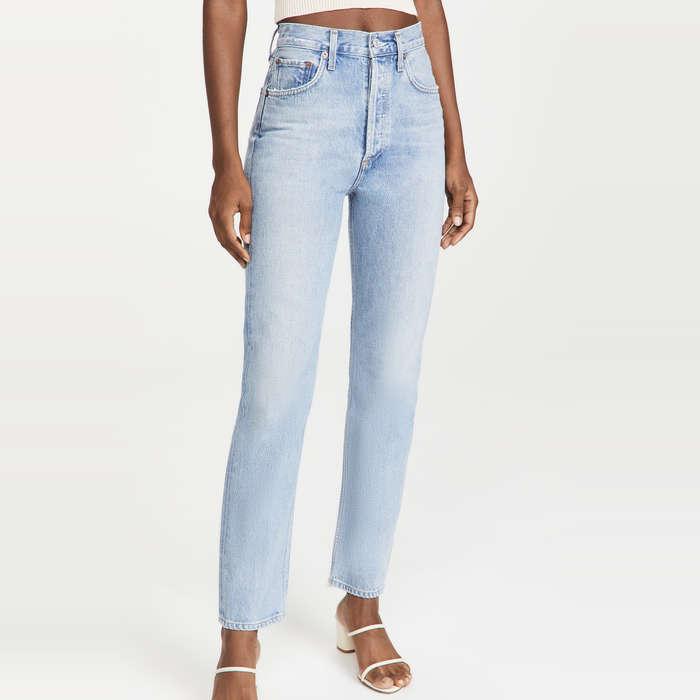 Agolde 90's Pinch Waist High Rise Straight Jeans In Soundwave