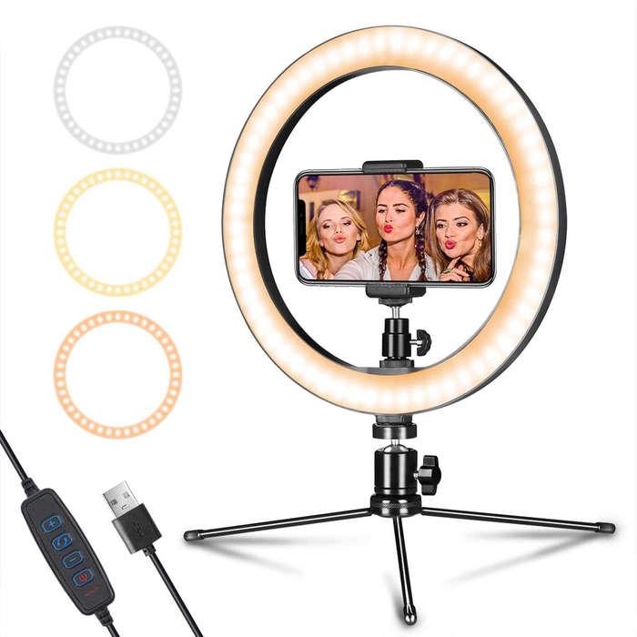 Aixpi LED Ring Light 10" With Tripod Stand & Phone Holder
