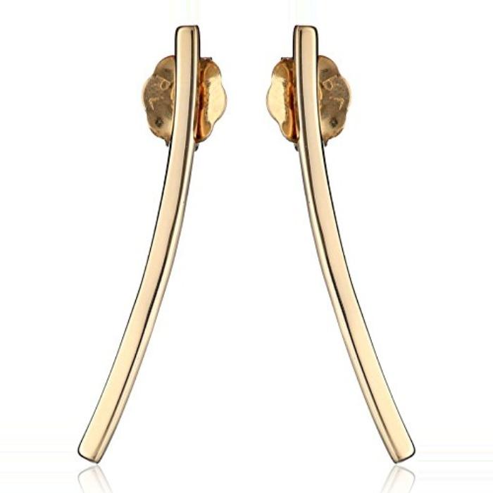 Amazon Collection 14k Yellow Gold Drop Bar Earrings