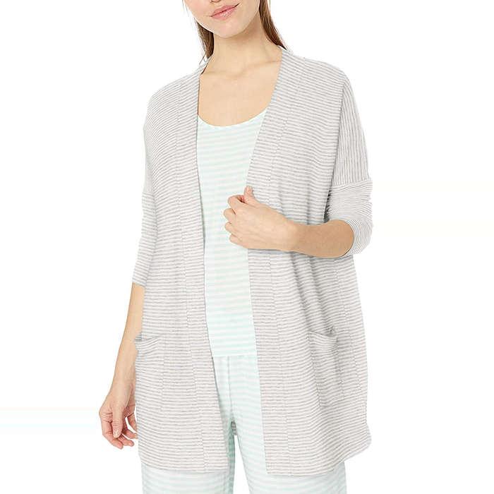 Amazon Essentials Relaxed Fit Lightweight Lounge Terry Open-Front Cardigan