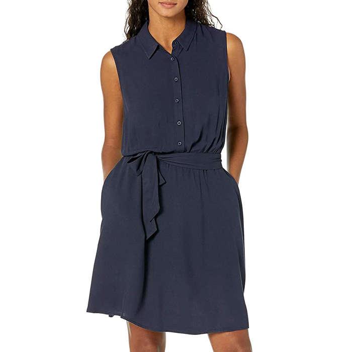 Amazon Essentials Sleeveless Woven Shirt Dress