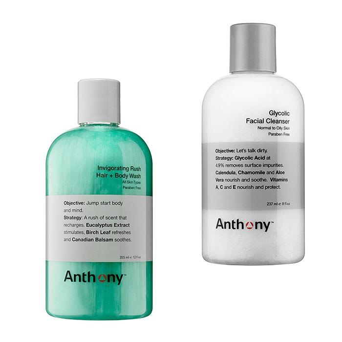 Anthony Invigorating Rush Hair + Body Wash & Glycolic Facial Cleanser