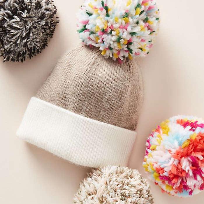 Anthropologie Pick-A-Pom Multicolored Hat
