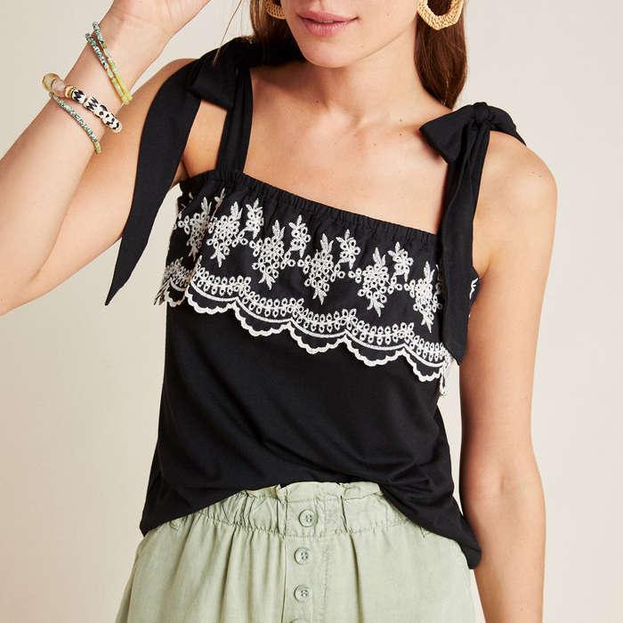 Anthropologie Shiloh Embroidered Tank