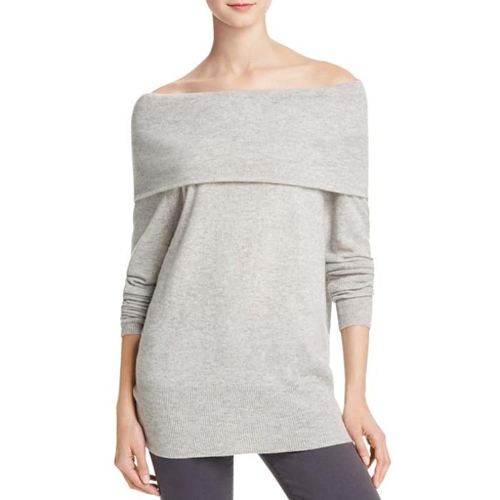 Aqua Cashmere Off-The-Shoulder Cashmere Sweater