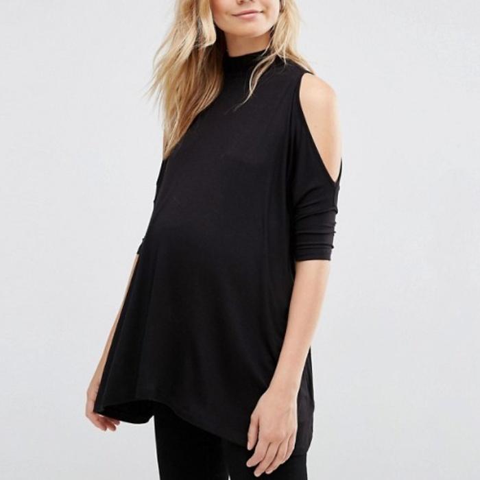 ASOS Maternity TALL Top With Cold Shoulder and High Neck