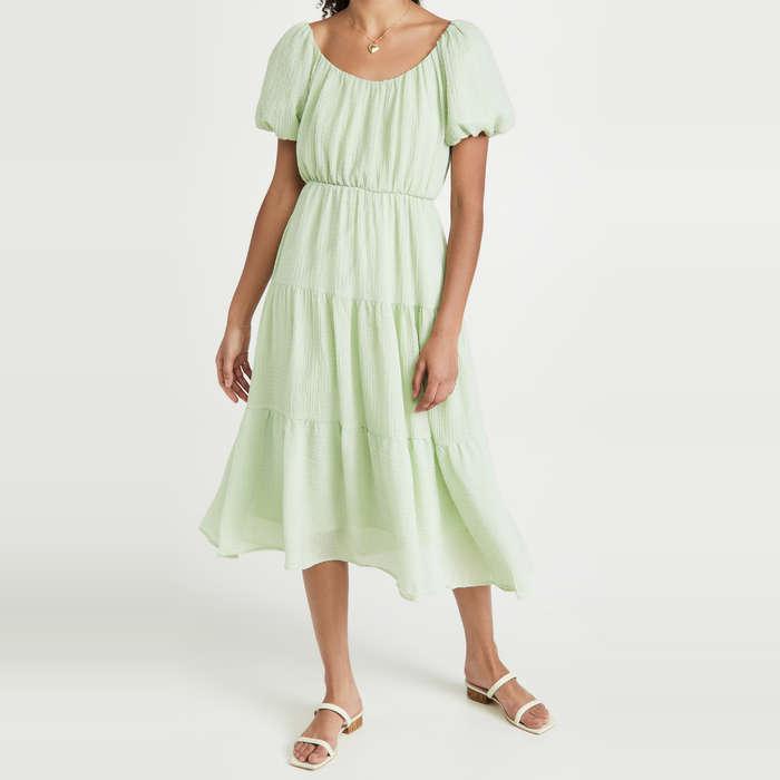 ASTR The Label Smocked Tiered Maxi Dress