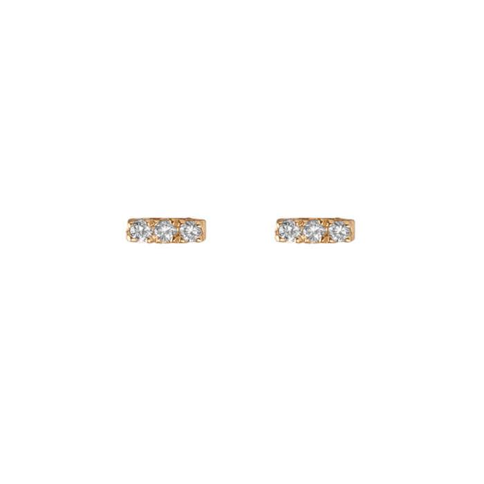 Aurate New York Mini White Diamond Bar Earring