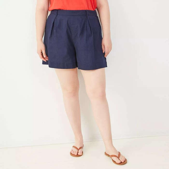 Ava & Viv Plus Size Striped Linen Shorts