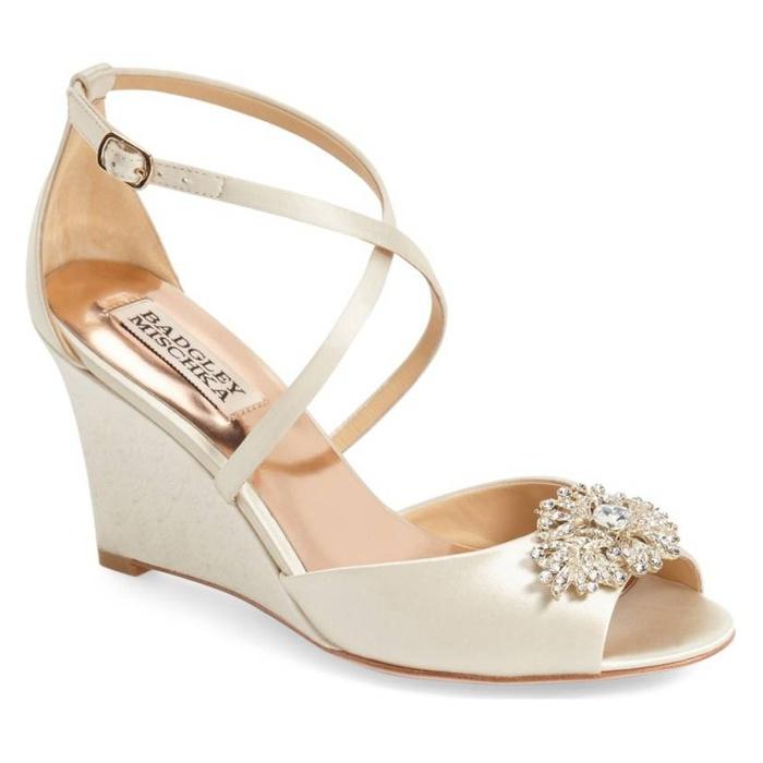 Badgley Mischka Abigail Crisscross Wedge Sandals