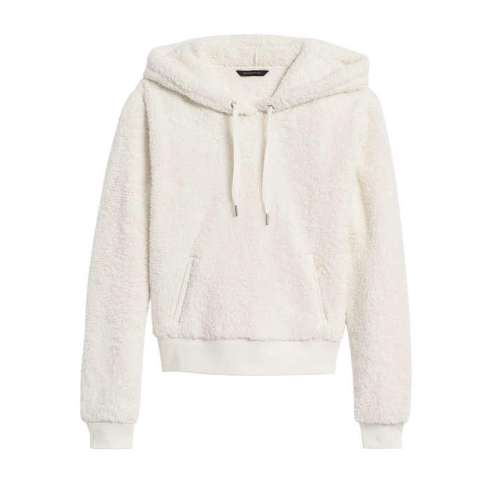 Banana Republic Cropped Sherpa Fleece Hoodie