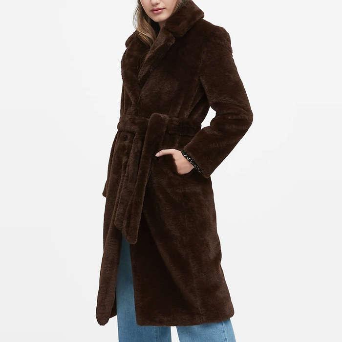 Banana Republic Faux Fur Long Coat