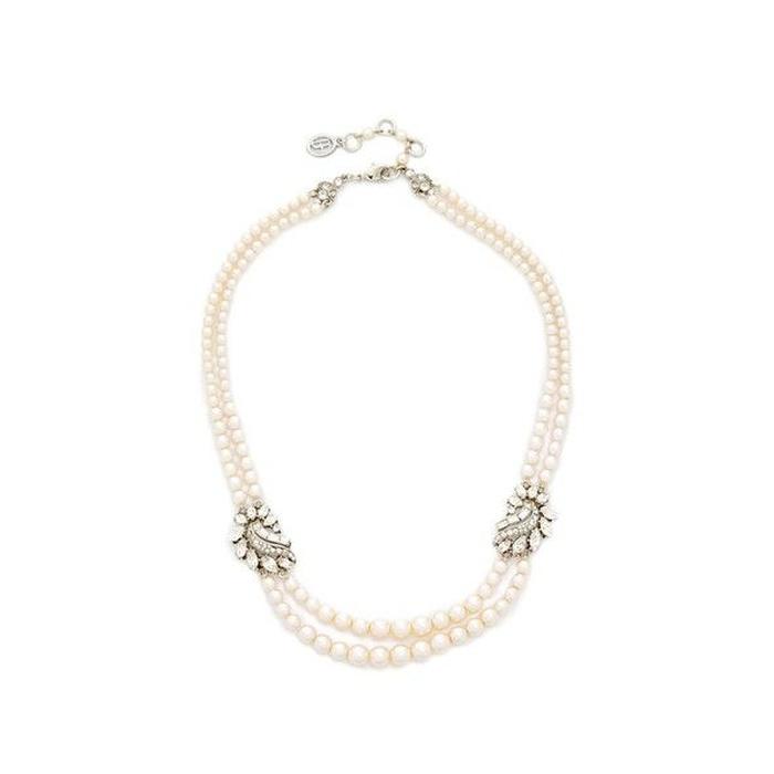 Ben-Amun Two Row Imitation Pearl Cluster Necklace