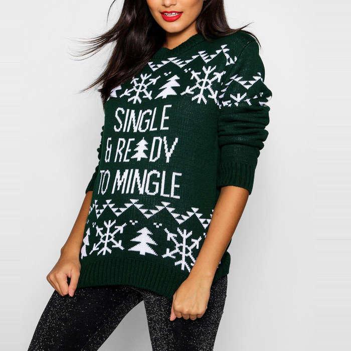 Boohoo Single Ready To Mingle Christmas Jumper