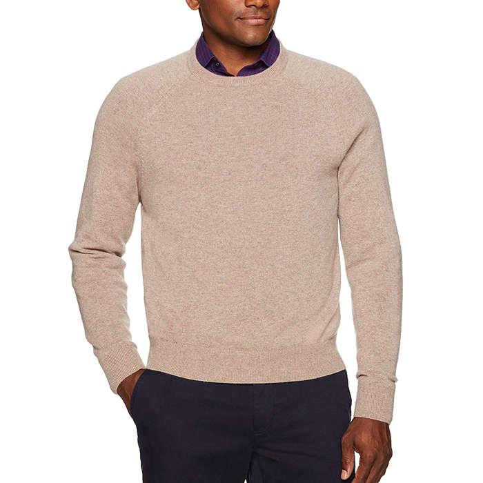 Buttoned Down Cashmere Crewneck Sweater