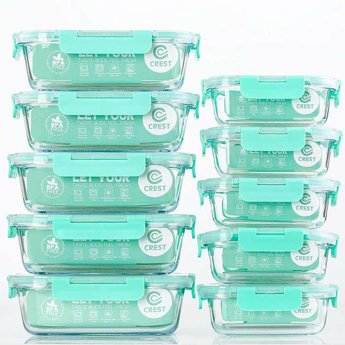 C Crest Glass Food Storage Containers With Lids