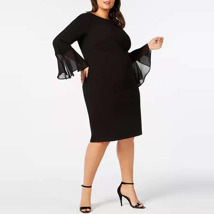 Calvin Klein Plus Size Illusion Bell-Sleeve Dress