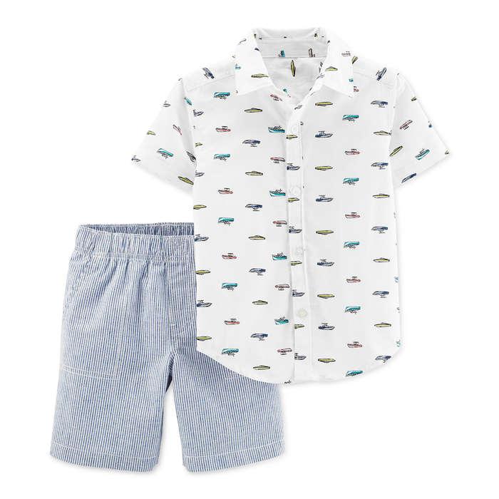 Carters Toddler Boys 2-Pc. Printed Shirt & Striped Shorts Cotton Set
