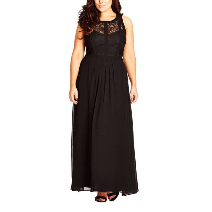 Chic City Paneled Lace Bodice Gown