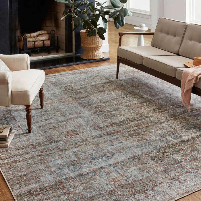 Chris Loves Julia x Loloi Jules Oriental Lagoon/Brick Area Rug