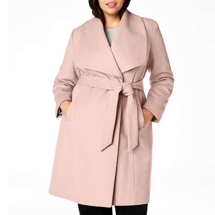 Cole Haan Plus Size Belted Wrap Coat
