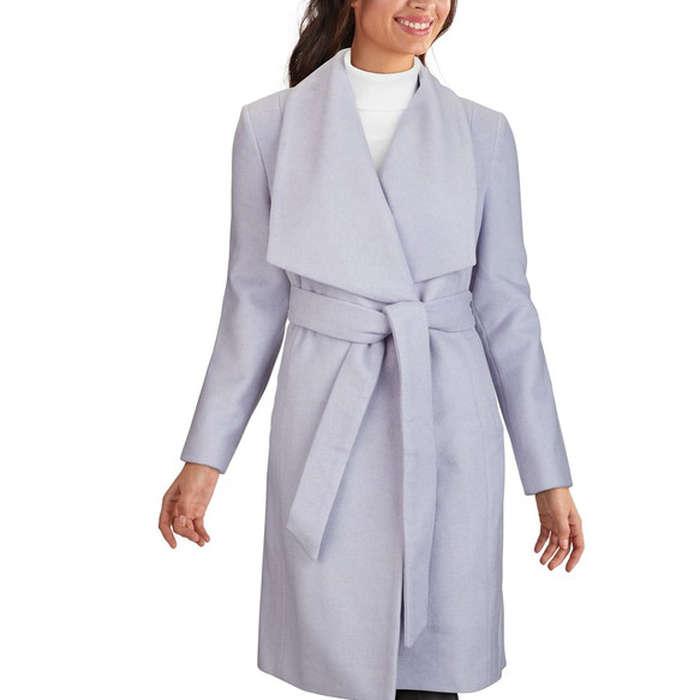 Cole Haan Slick Wool Blend Wrap Coat