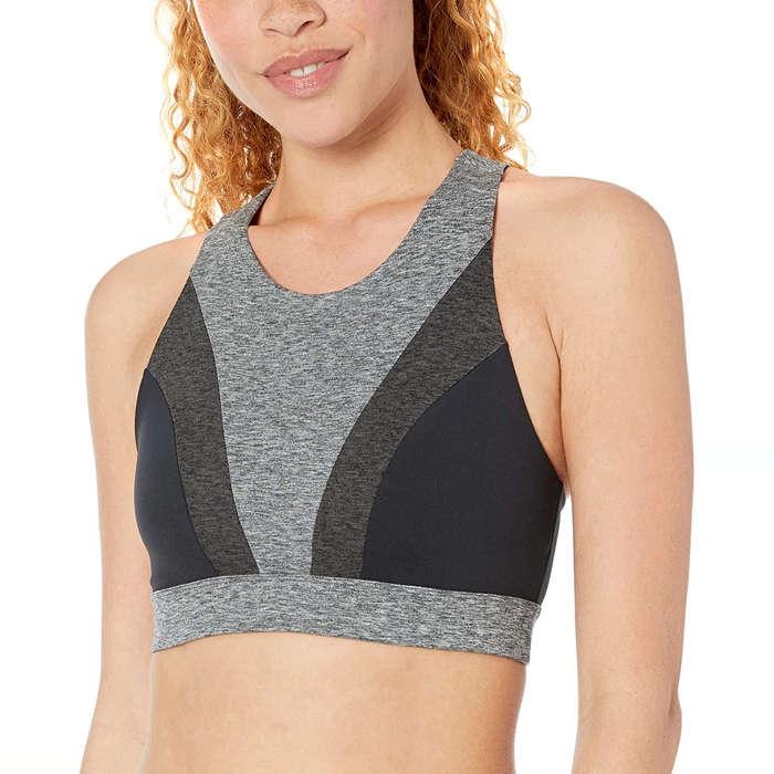 CRZ YOGA Womens Seamless Ribbed Longline High Neck Sports Bra