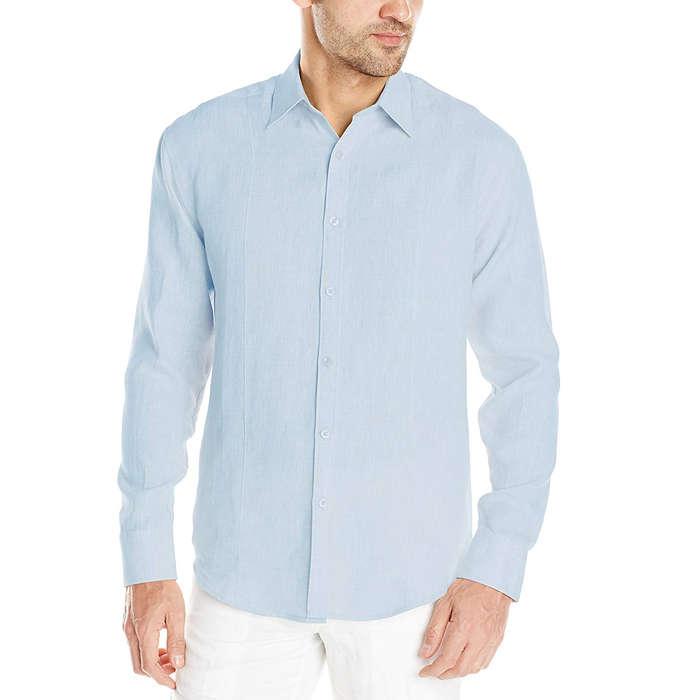Cubavera Tucked Long-Sleeve Linen Shirt