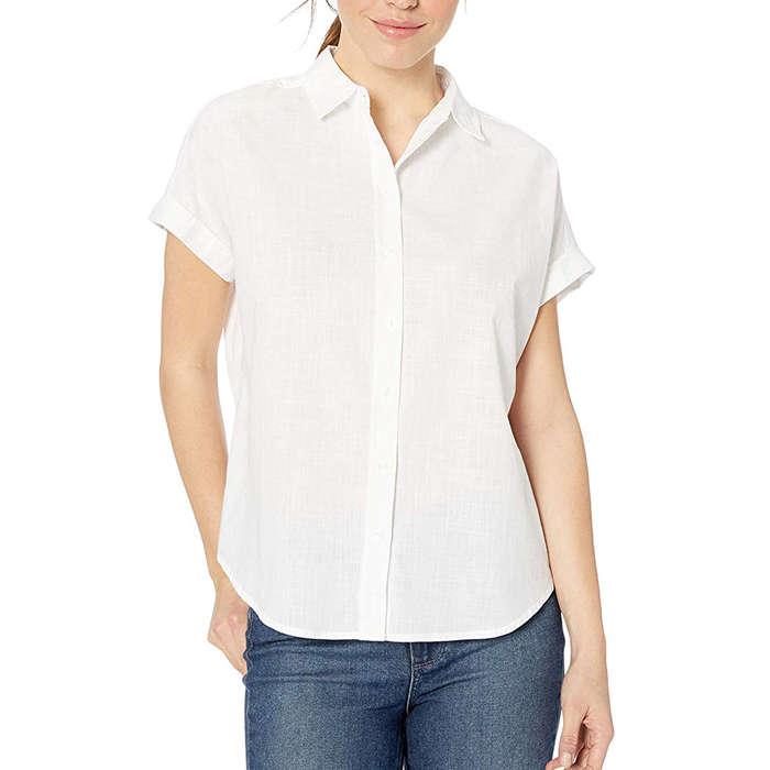 Daily Ritual Broken-In Cotton Relaxed-Fit Short-Sleeve Shirt