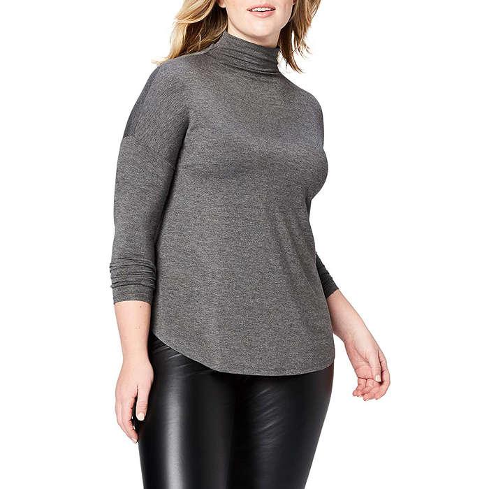 Daily Ritual Plus Size Jersey Long-Sleeve Turtle Neck Shirt