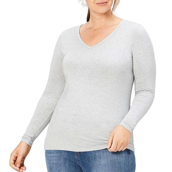 Daily Ritual Plus Size Jersey Long-Sleeve V-Neck