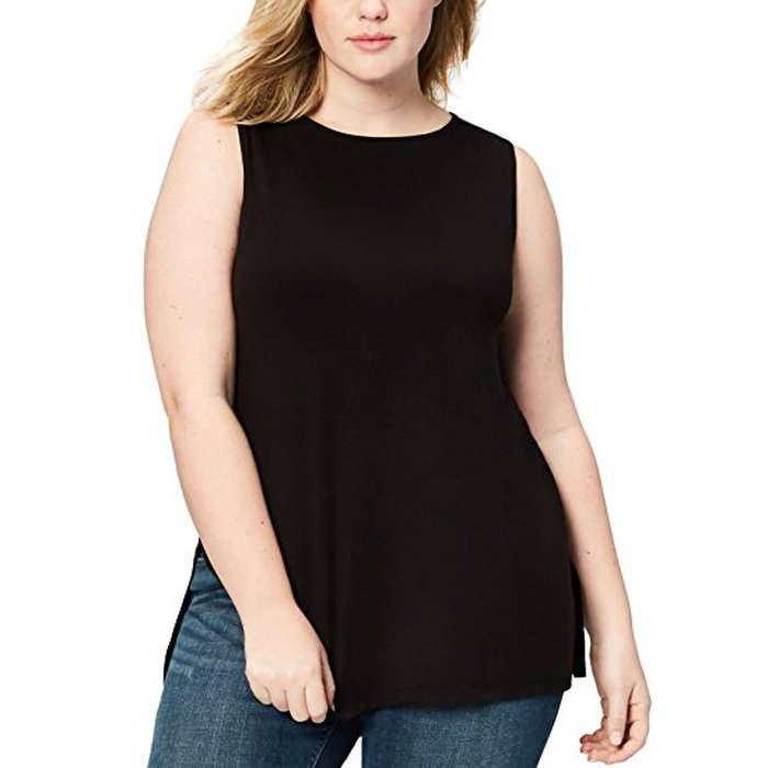 Daily Ritual Plus Size Jersey Sleeveless Shell Top with Side Splits