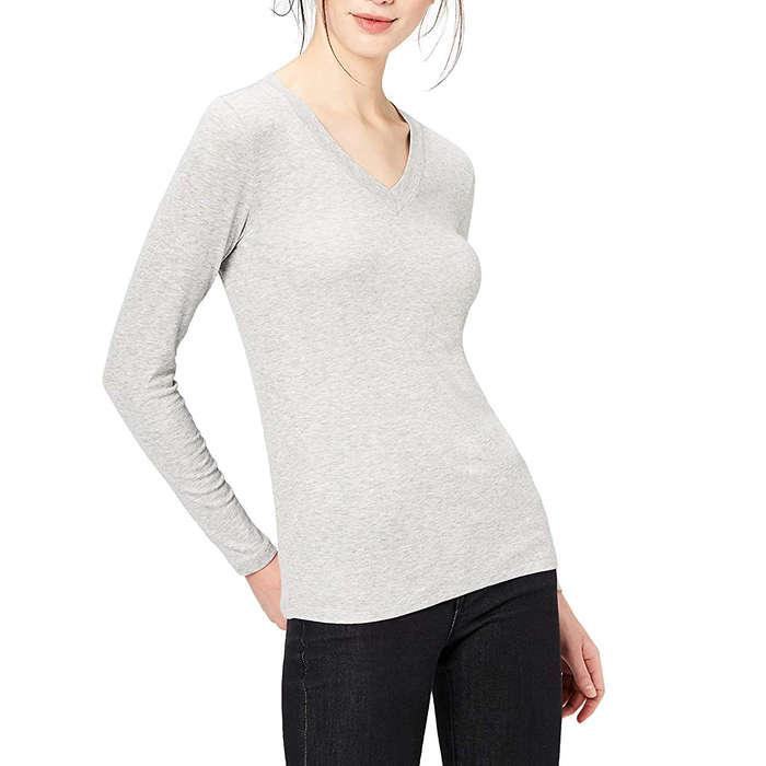 Daily Ritual Rib Knit Long-Sleeve V-Neck Shirt