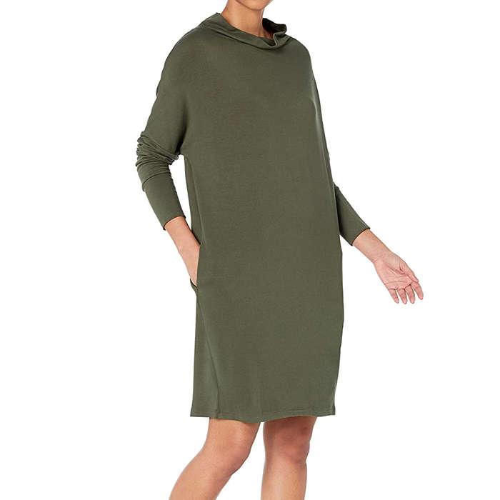Daily Ritual Supersoft Terry Funnel-Neck Dress